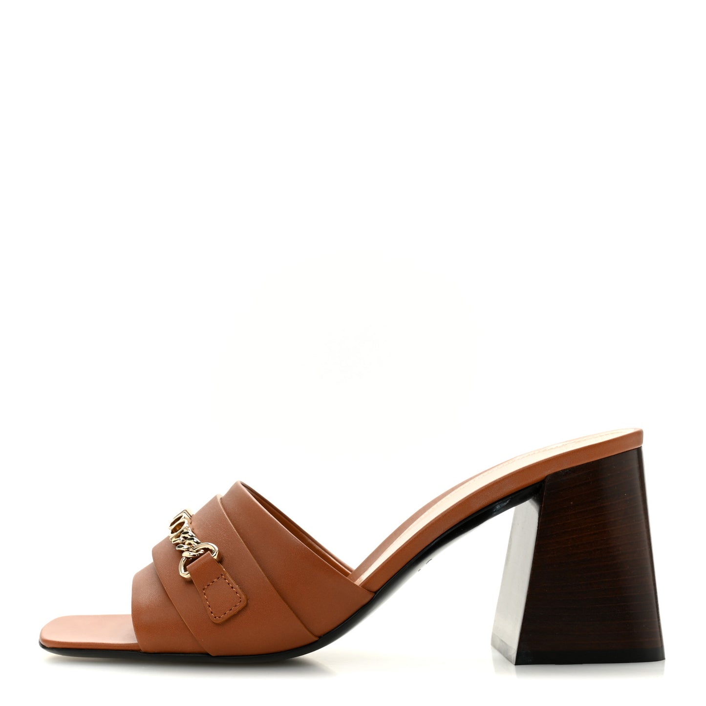 Calfskin Signoria 75mm Slide Sandals 39 Harness Brown