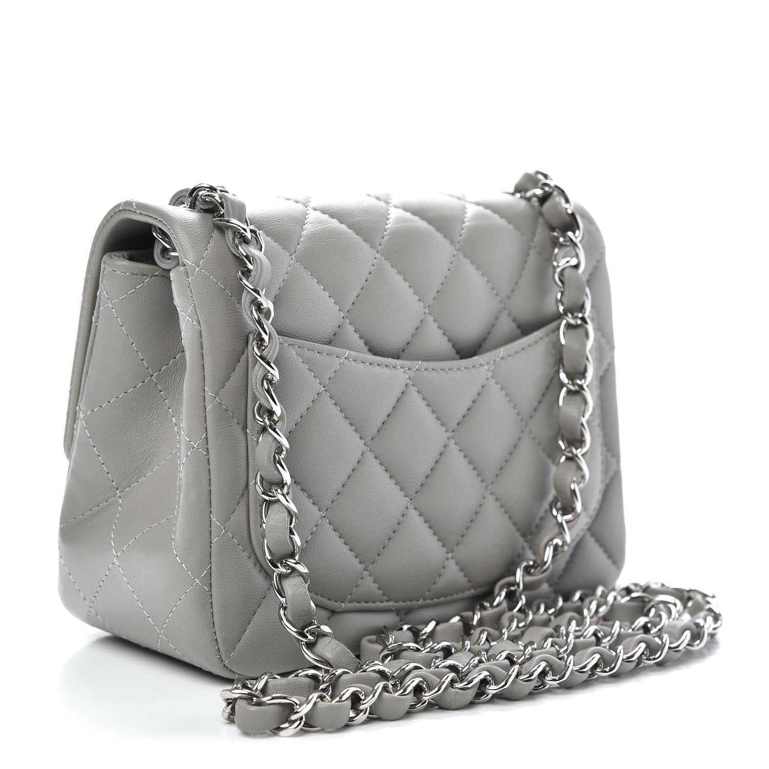 Chanel Lambskin Quilted Mini Square Flap Light Grey 3 of 10