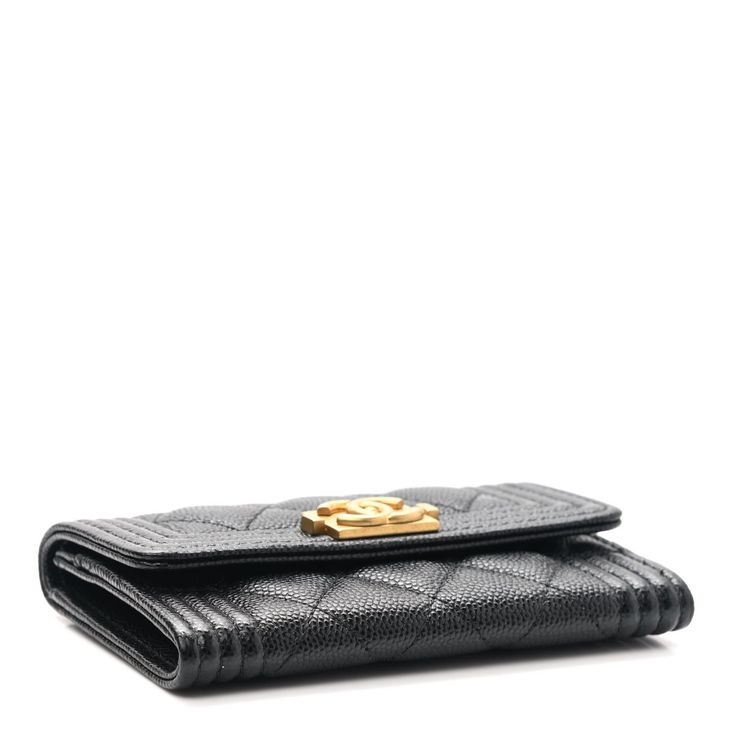 Caviar Quilted Boy Flap Card Holder Black