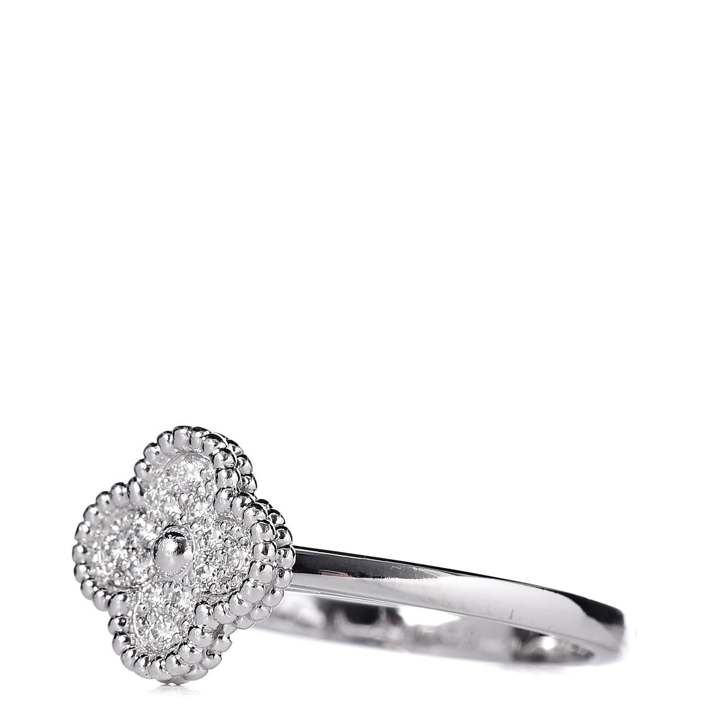18K White Gold Diamond Sweet Alhambra Ring 52 6