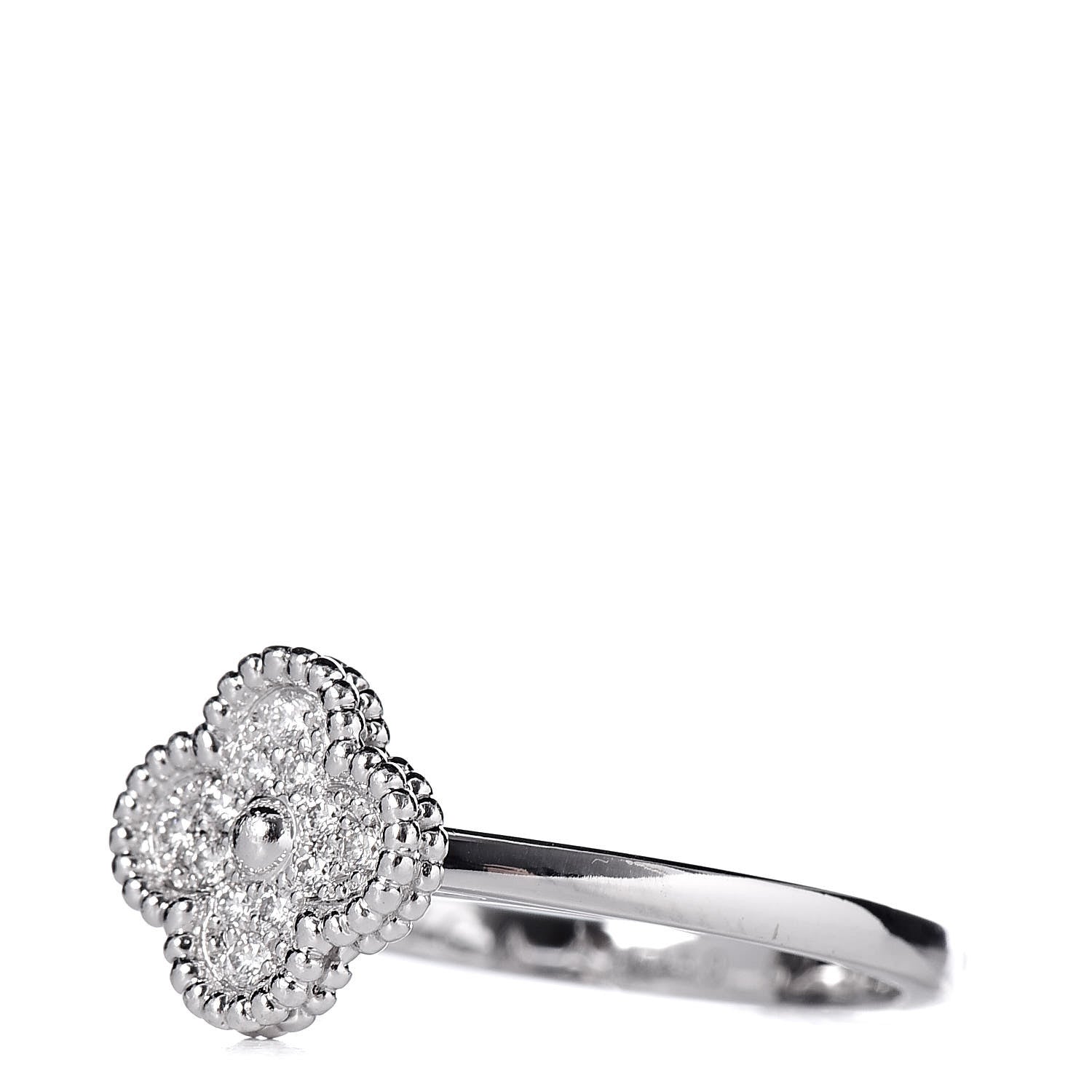 Van Cleef & Arpels 18K White Gold Diamond Sweet Alhambra Ring 52 6 3 of 6