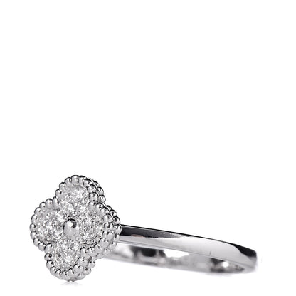 Van Cleef & Arpels 18K White Gold Diamond Sweet Alhambra Ring 52 6 3 of 6