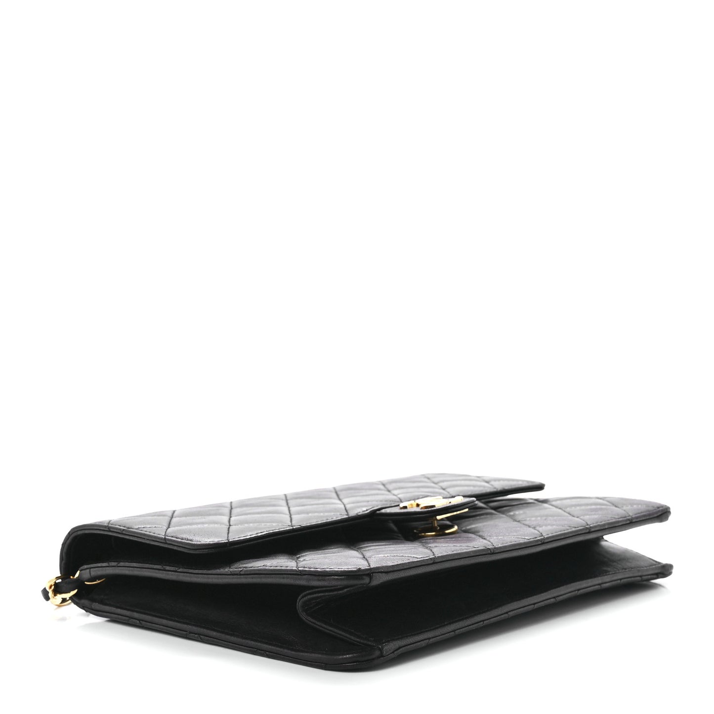 Lambskin Quilted Small Single Flap Black