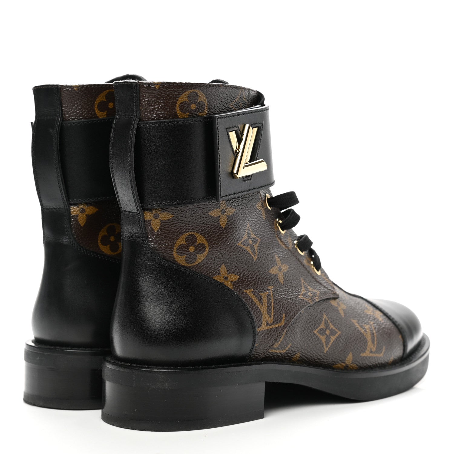Louis Vuitton Calfskin Monogram Wonderland Flat Ranger Boots 37.5 Black 4 of 8