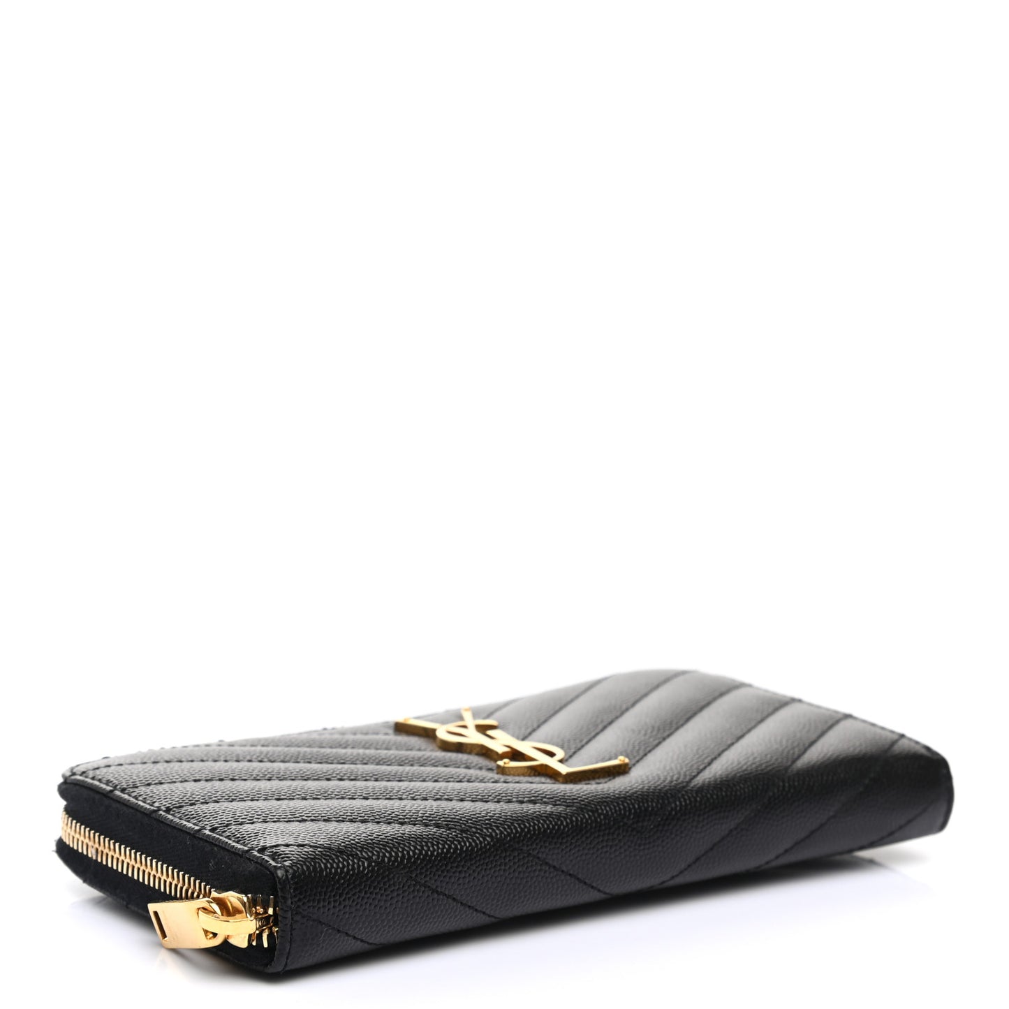 Grain De Poudre Matelasse Chevron Monogram Zip Around Wallet Black