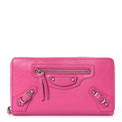 Balenciaga Agneau Classic Silver Hardware Continental Zip Around Wallet Rose Flamingo 1 of 8
