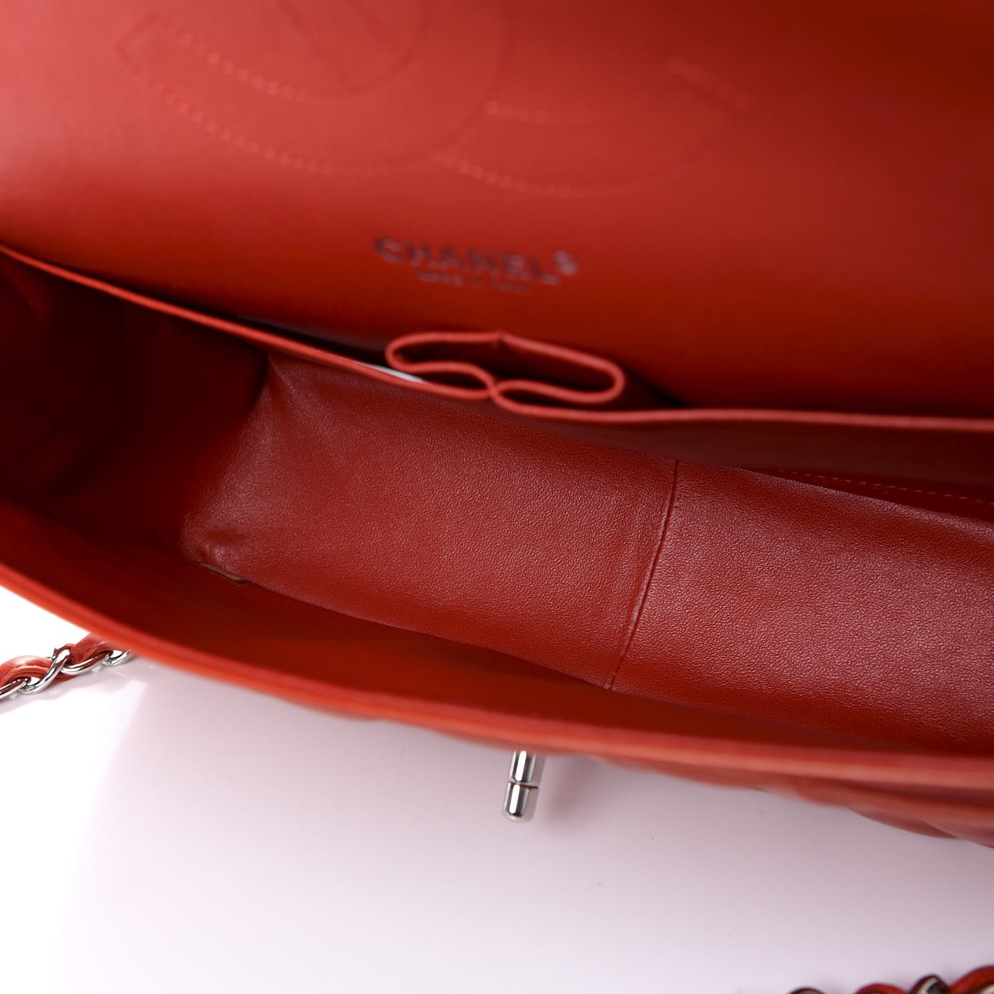 Lambskin Quilted Jumbo Double Flap Red