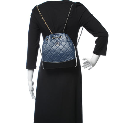 Chanel Aged Calfskin Quilted Small Gabrielle Backpack Blue Black 2 of 10
