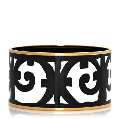 Hermes Enamel Printed Extra Wide Balcons du Guadalquivir Bracelet 65 Black 1 of 5