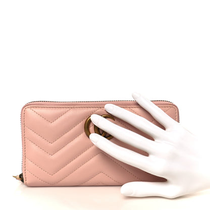 Gucci Calfskin Matelasse GG Marmont Zip Around Wallet Perfect Pink 2 of 9