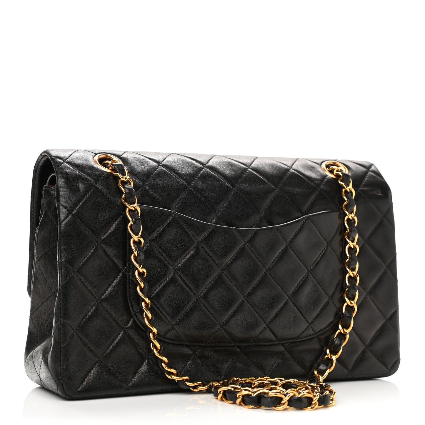 Lambskin Quilted Medium Double Flap Black
