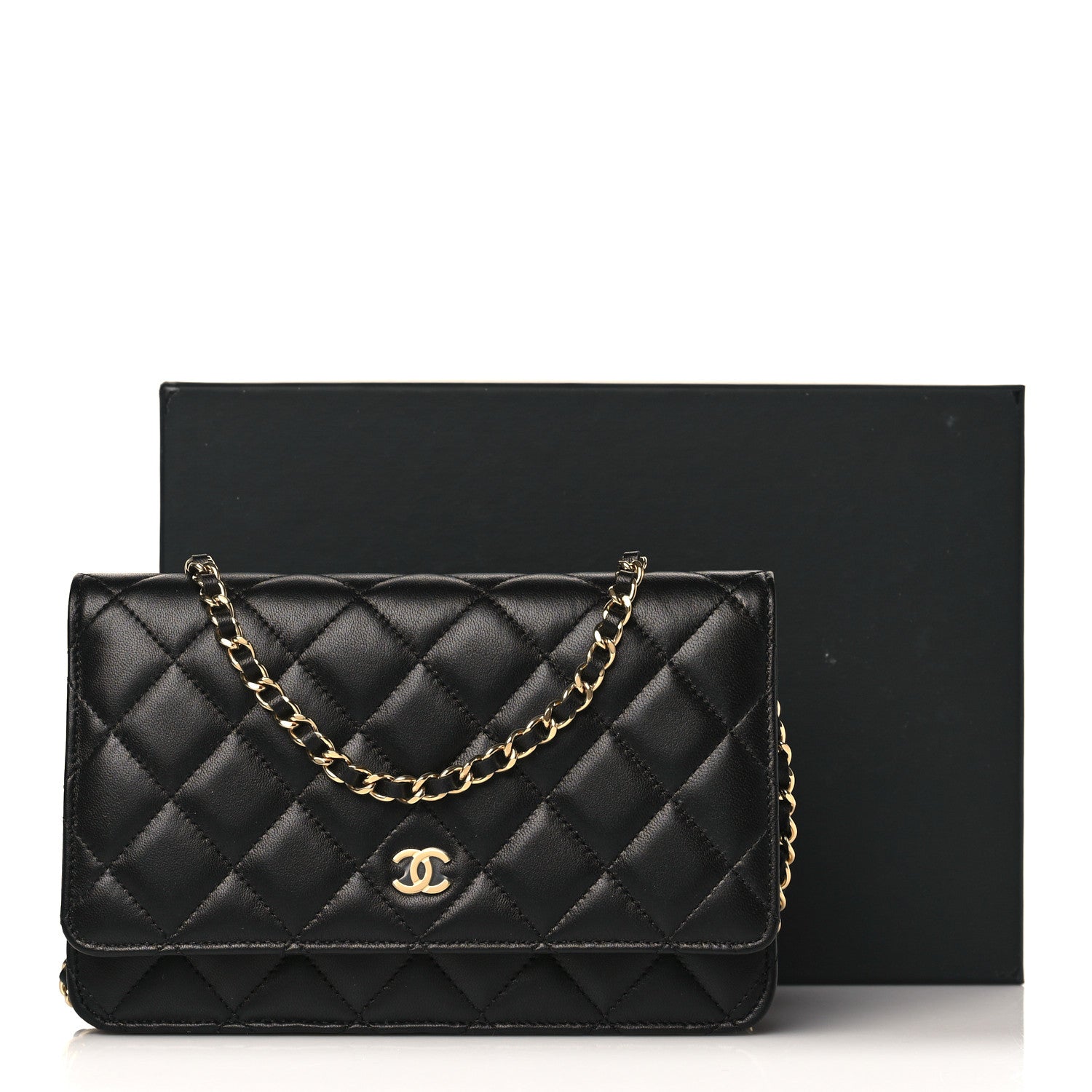 Chanel Lambskin Quilted Wallet On Chain WOC Black 11 of 11