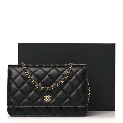 Chanel Lambskin Quilted Wallet On Chain WOC Black 11 of 11