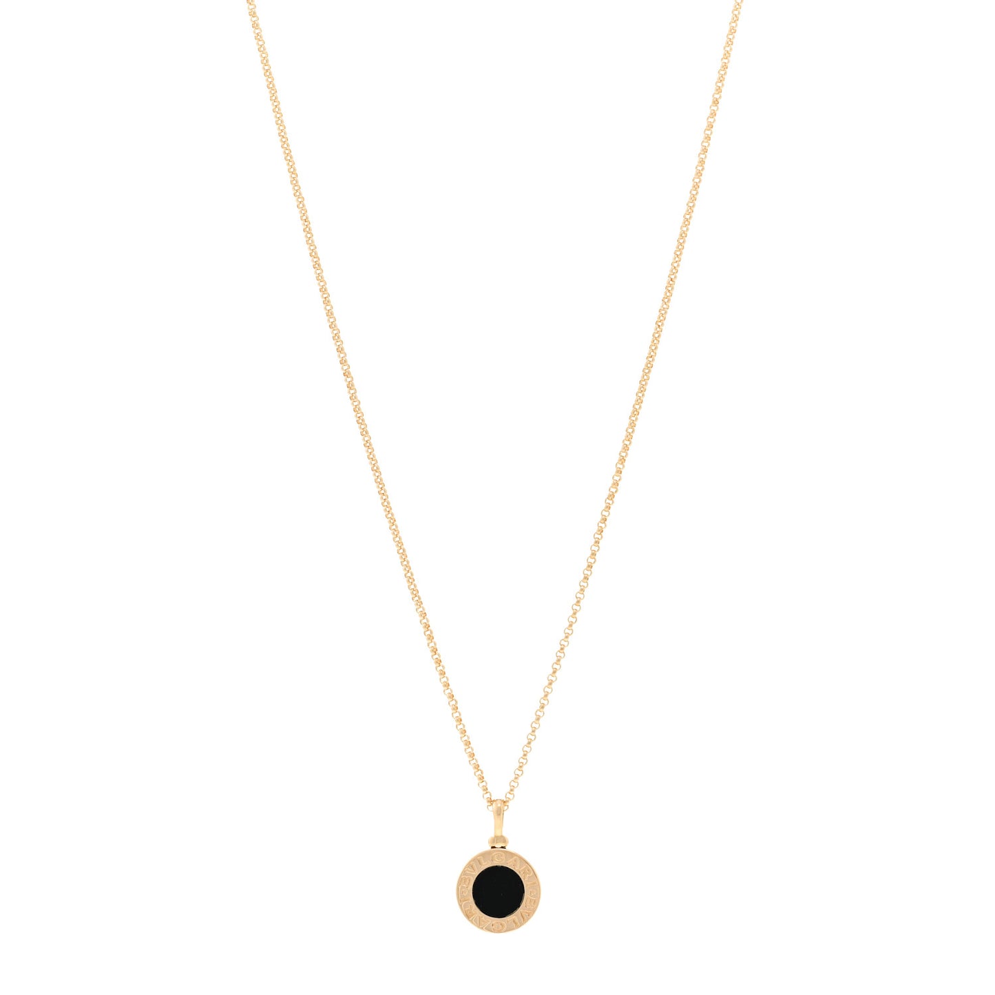 18K Yellow Gold Black Onyx BVLGARI BVLGARI Pendant Necklace