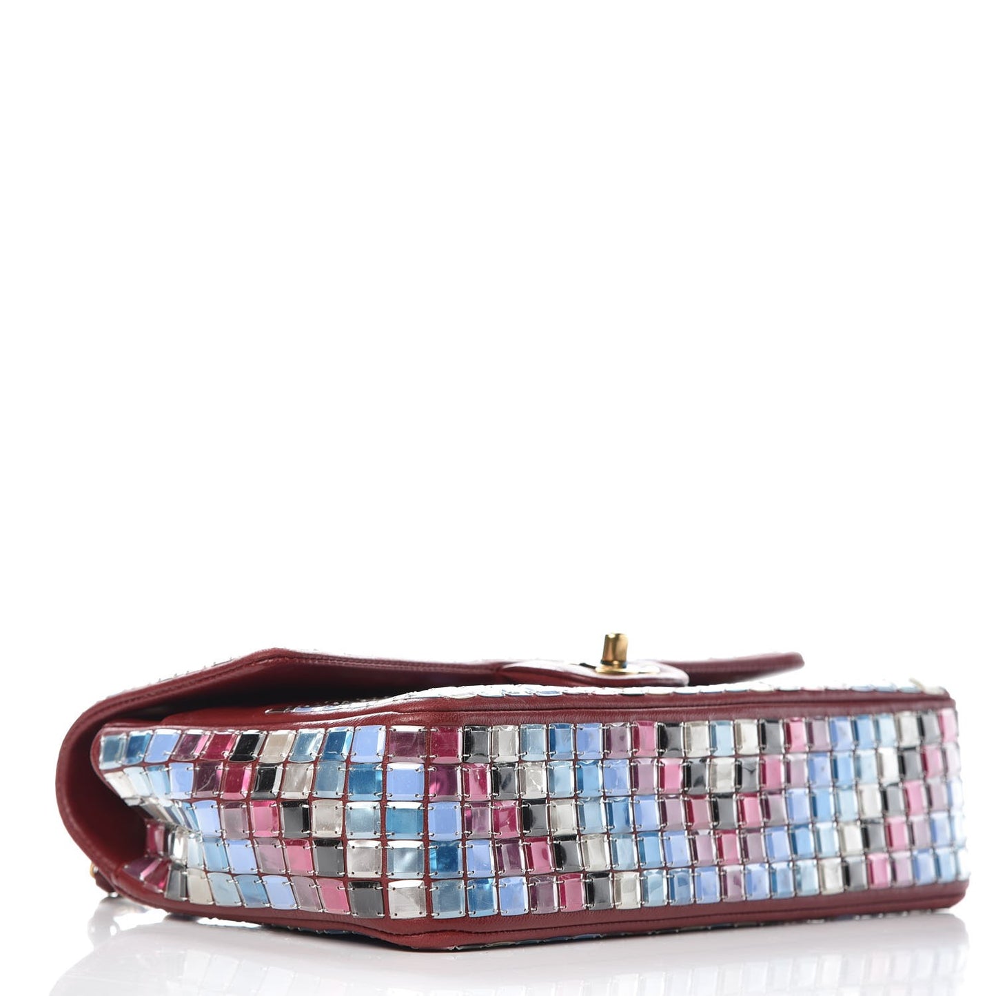 Lambskin Mosaic Medium Flap Red Multicolor