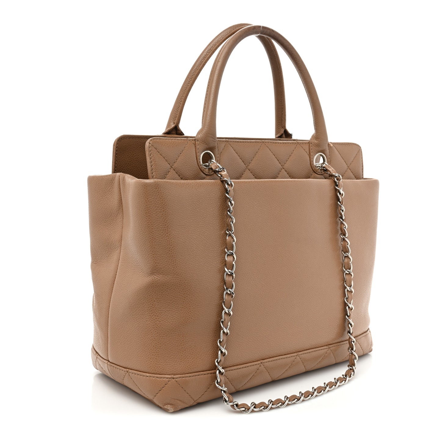Caviar Medium Soft CC Top Handle Tote Dark Beige