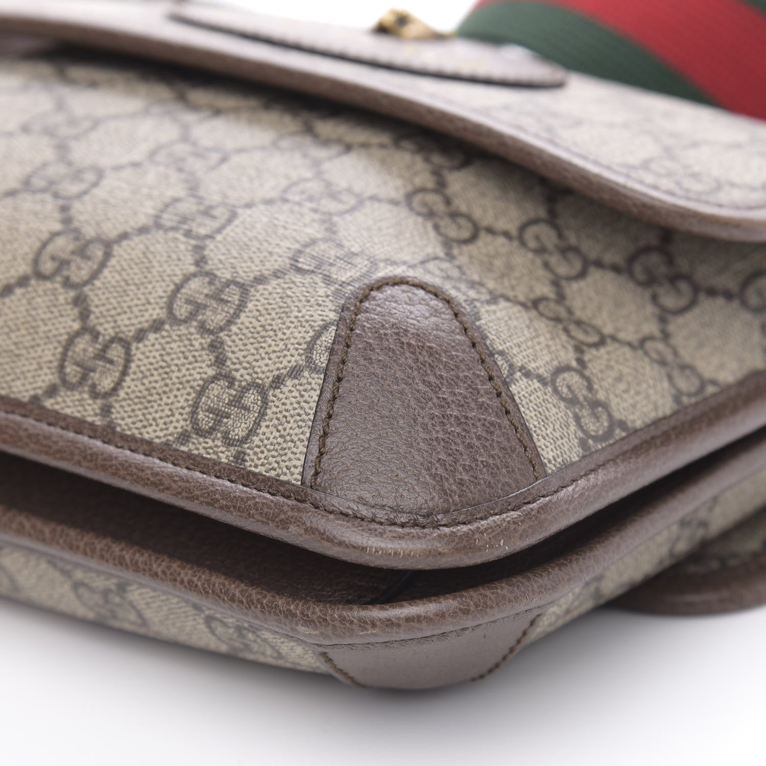 Gucci GG Supreme Monogram Web Small Neo Vintage Double Flap Messenger Bag Beige New Acero 10 of 13