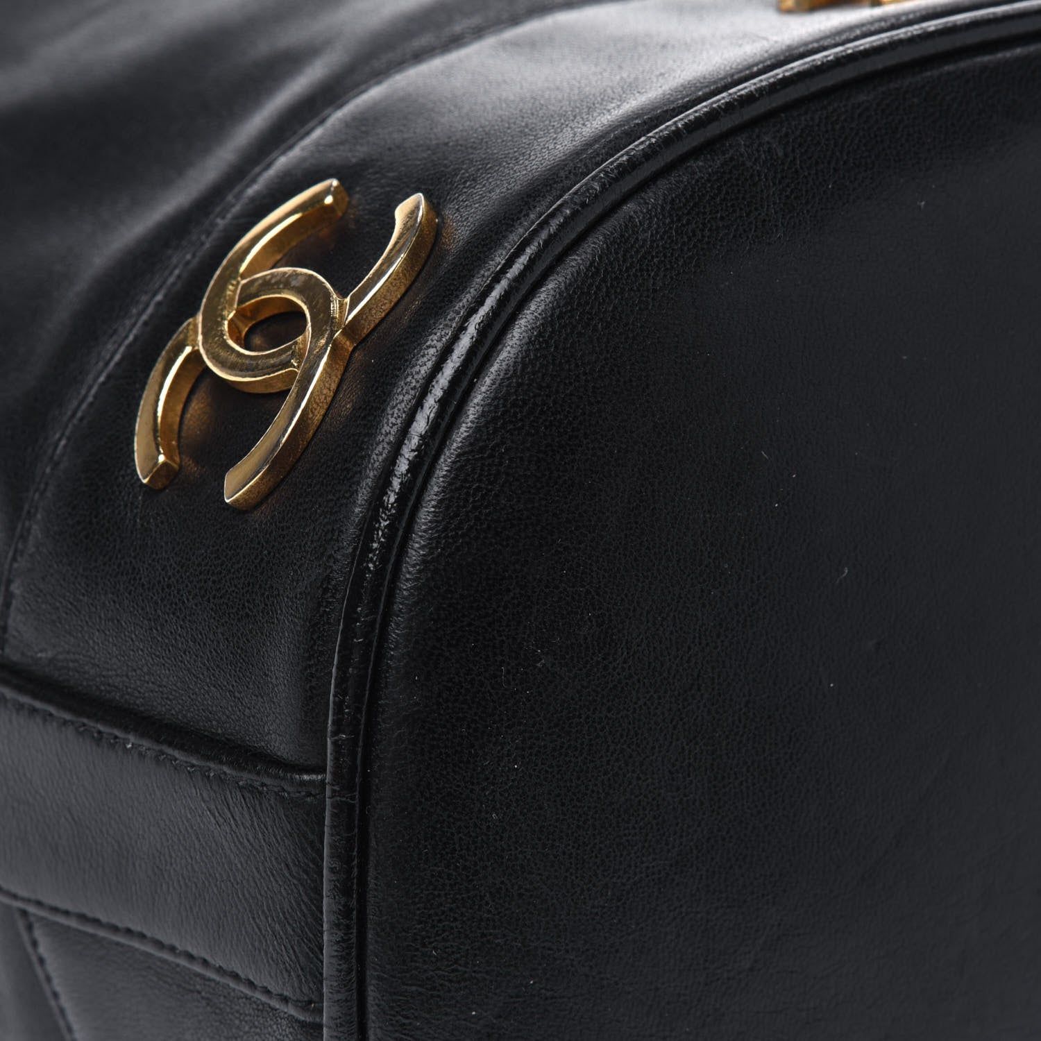 Chanel Lambskin Drawstring Bucket Bag Black 10 of 18