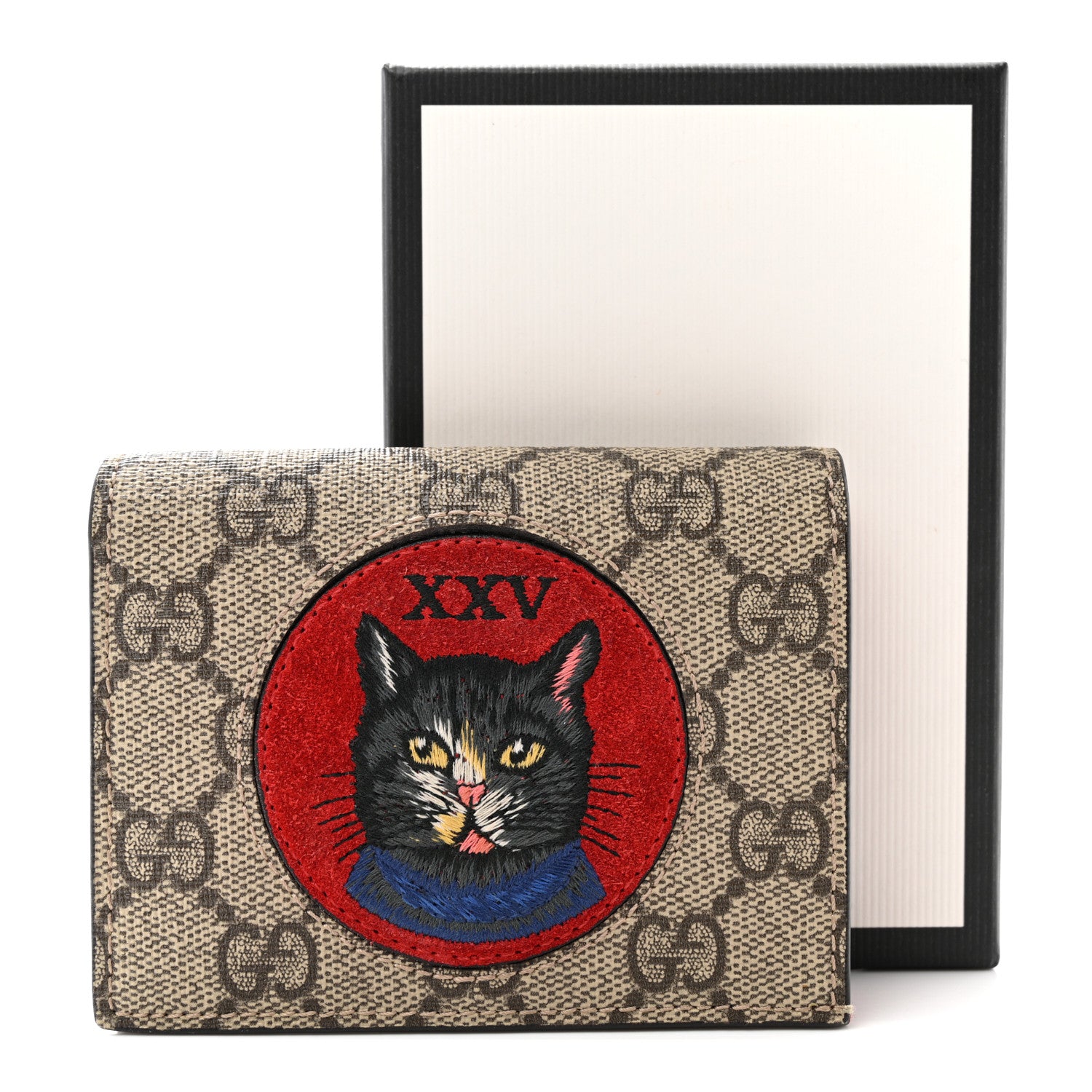 Gucci Soft GG Supreme Monogram Mystic Cat Card Case Wallet 10 of 10