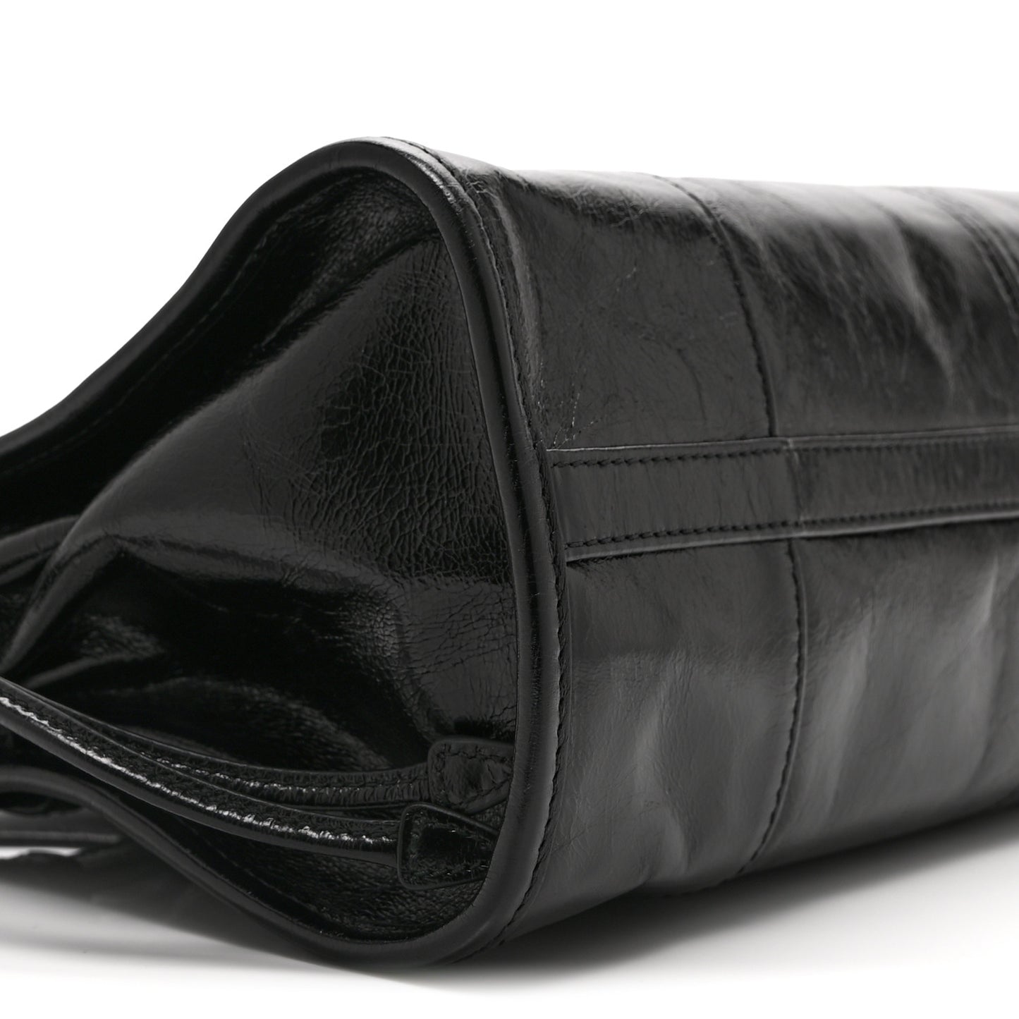 Glossy Calfskin Triangle Medium Bonnie Shoulder Bag Black