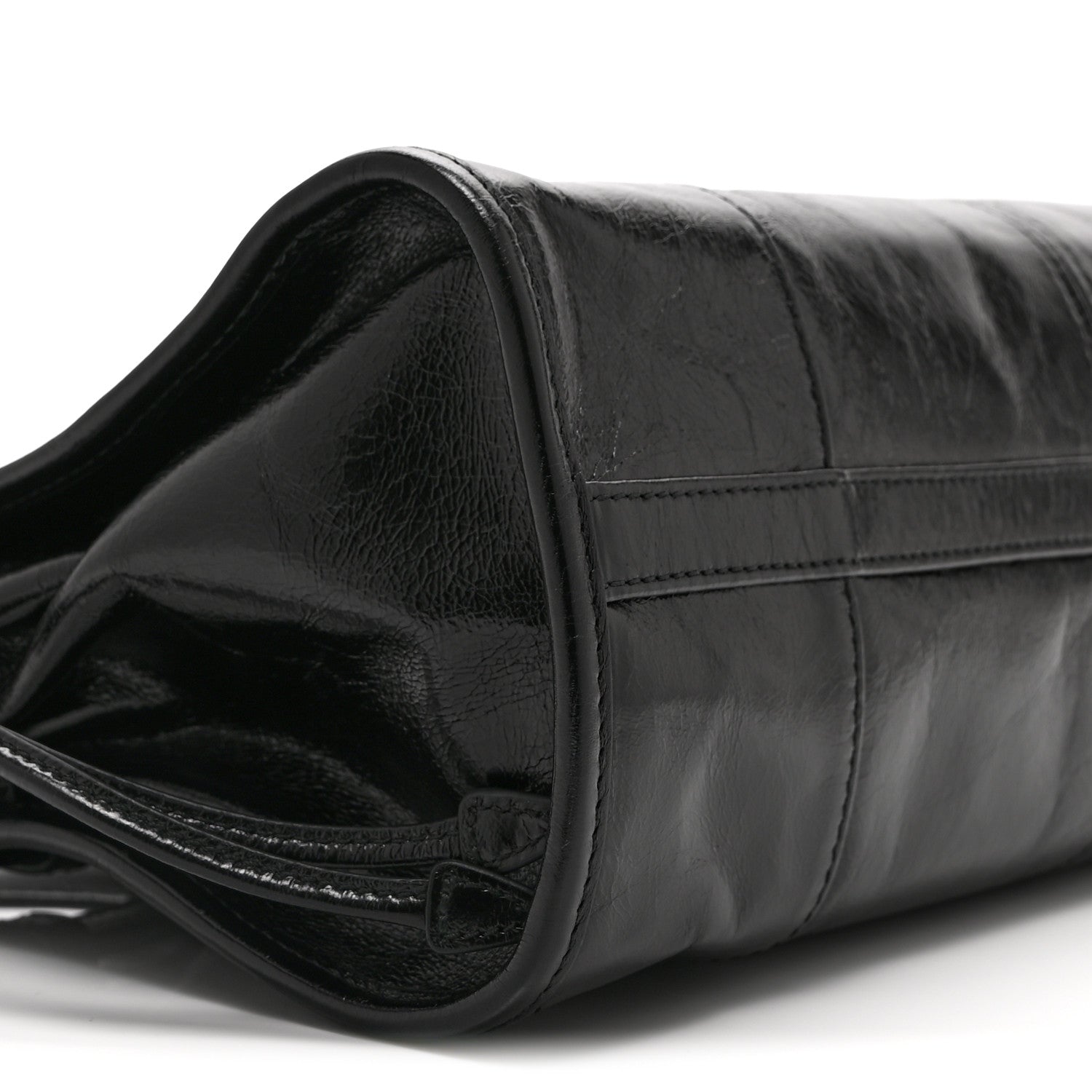 Prada Glossy Calfskin Triangle Medium Bonnie Shoulder Bag Black 9 of 10