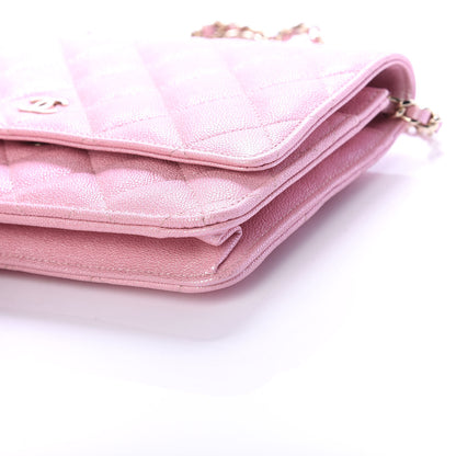 Chanel Iridescent Caviar Quilted Wallet on Chain WOC Rose Pink 10 of 12
