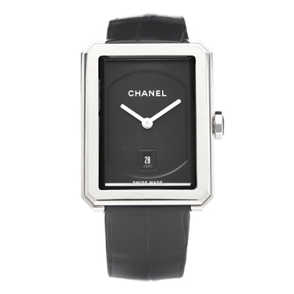 Chanel Stainless Steel Alligator 26mm Boy-Friend Quartz Watch Black 1 of 6