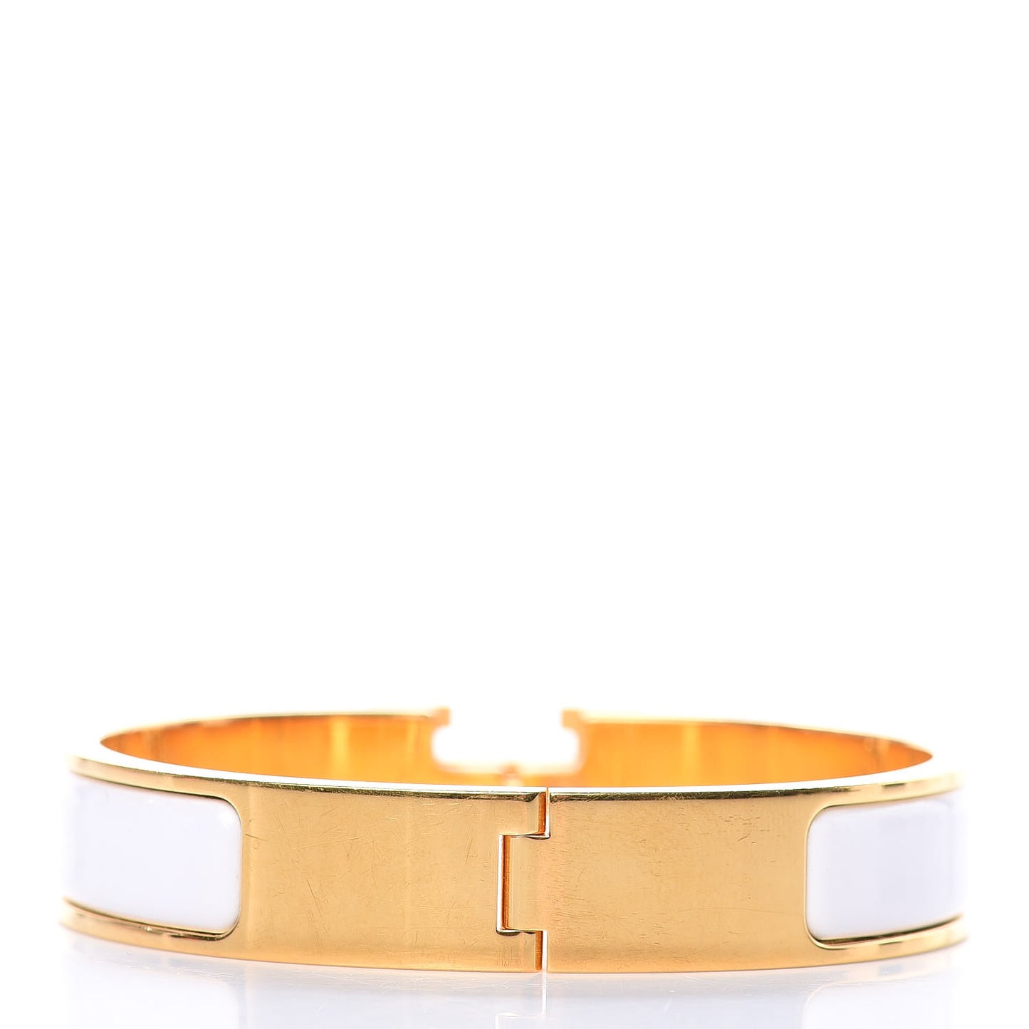 Enamel Narrow Clic Clac H Bracelet PM White