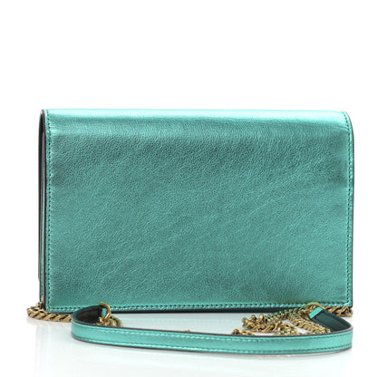 Saint Laurent Laminated Calfskin Classic Monogram Kate Tassel Chain Wallet Green 3 of 10
