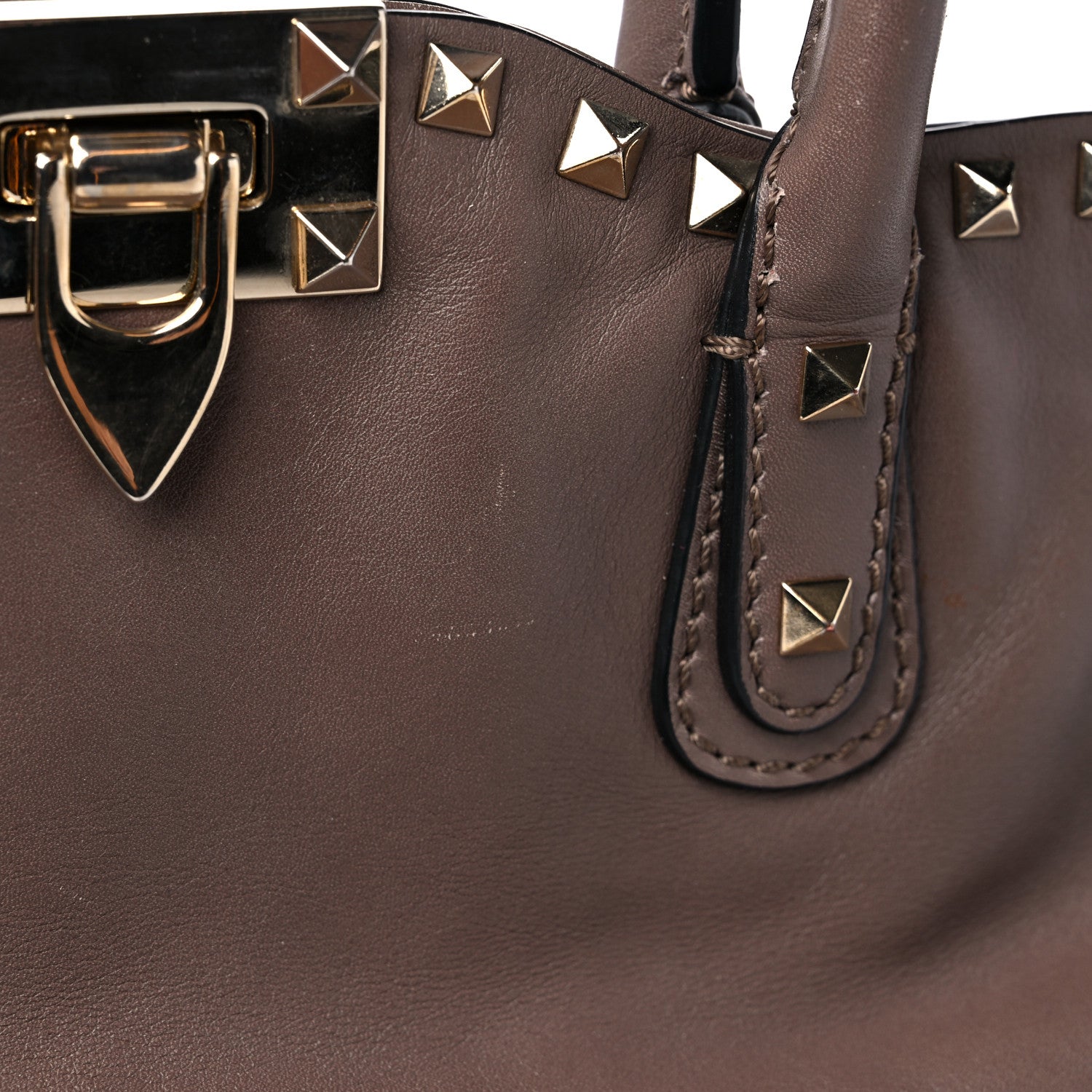 Valentino Garavani Vitello Rockstud Dome Satchel Taupe 15 of 16