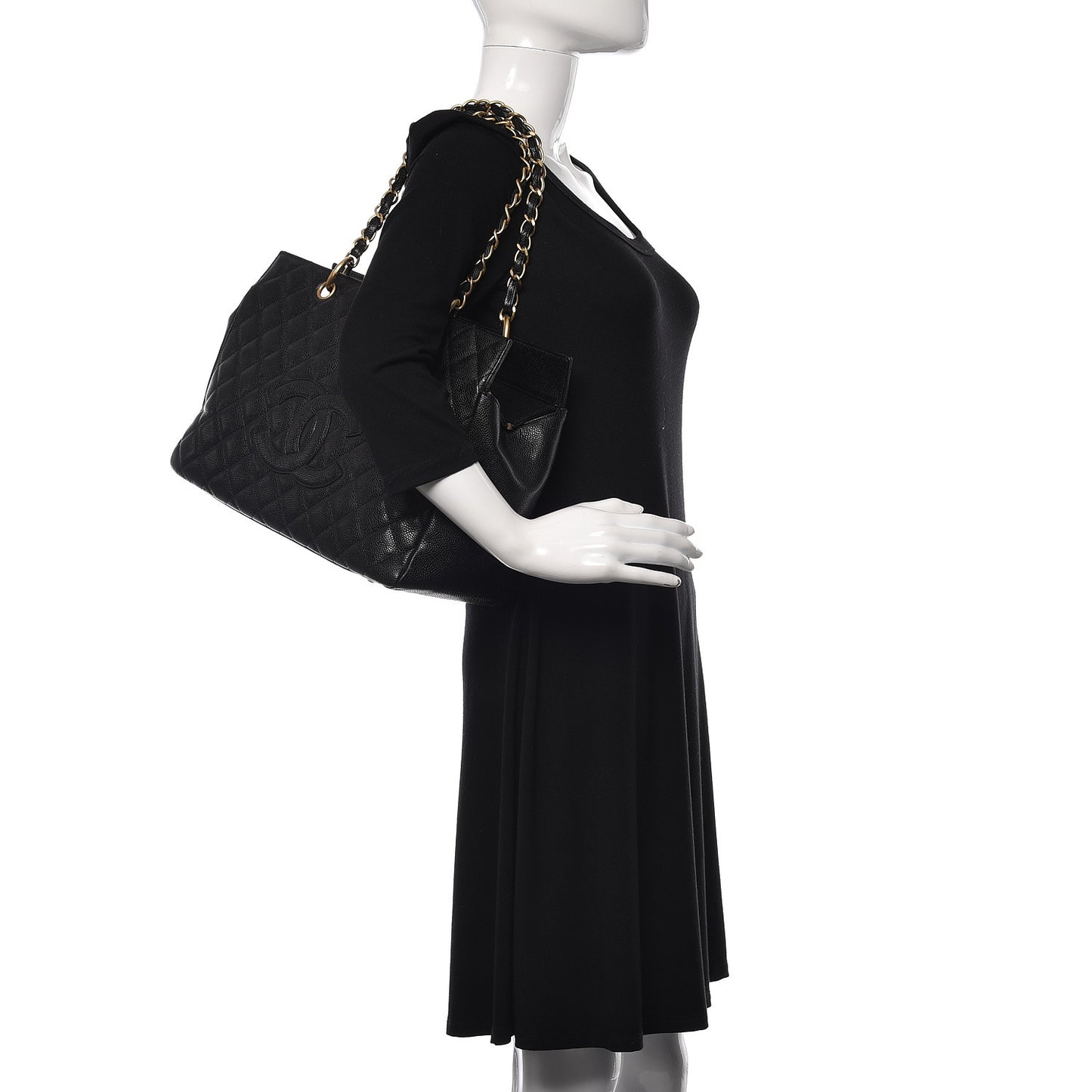 Caviar Quilted Grand Timeless Tote GTT Black