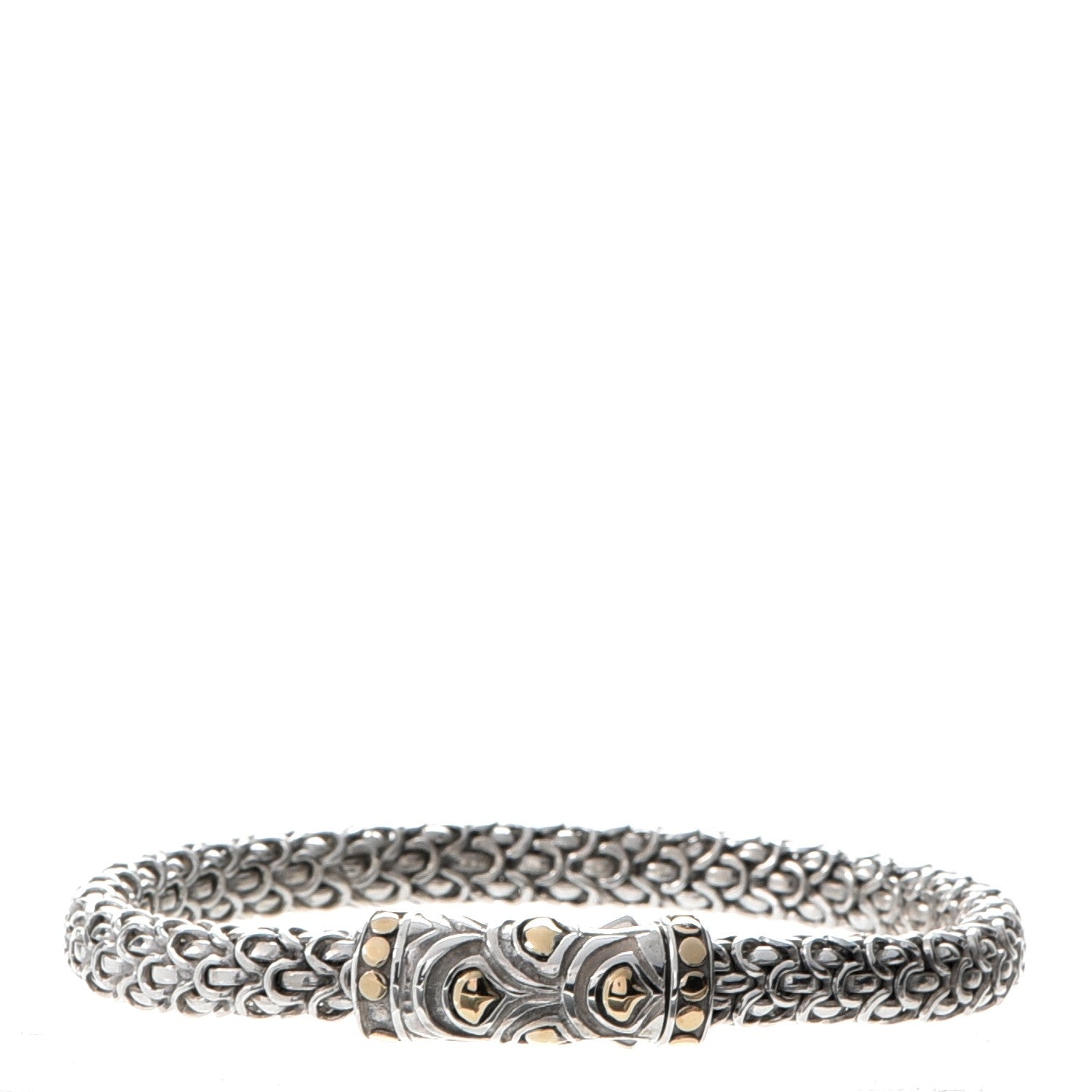 John Hardy Sterling Silver 18K Yellow Gold 6mm Naga Station Bracelet 1 of 5
