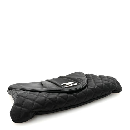 Chanel Satin Quilted Half Moon Clutch  Black 4 of 8