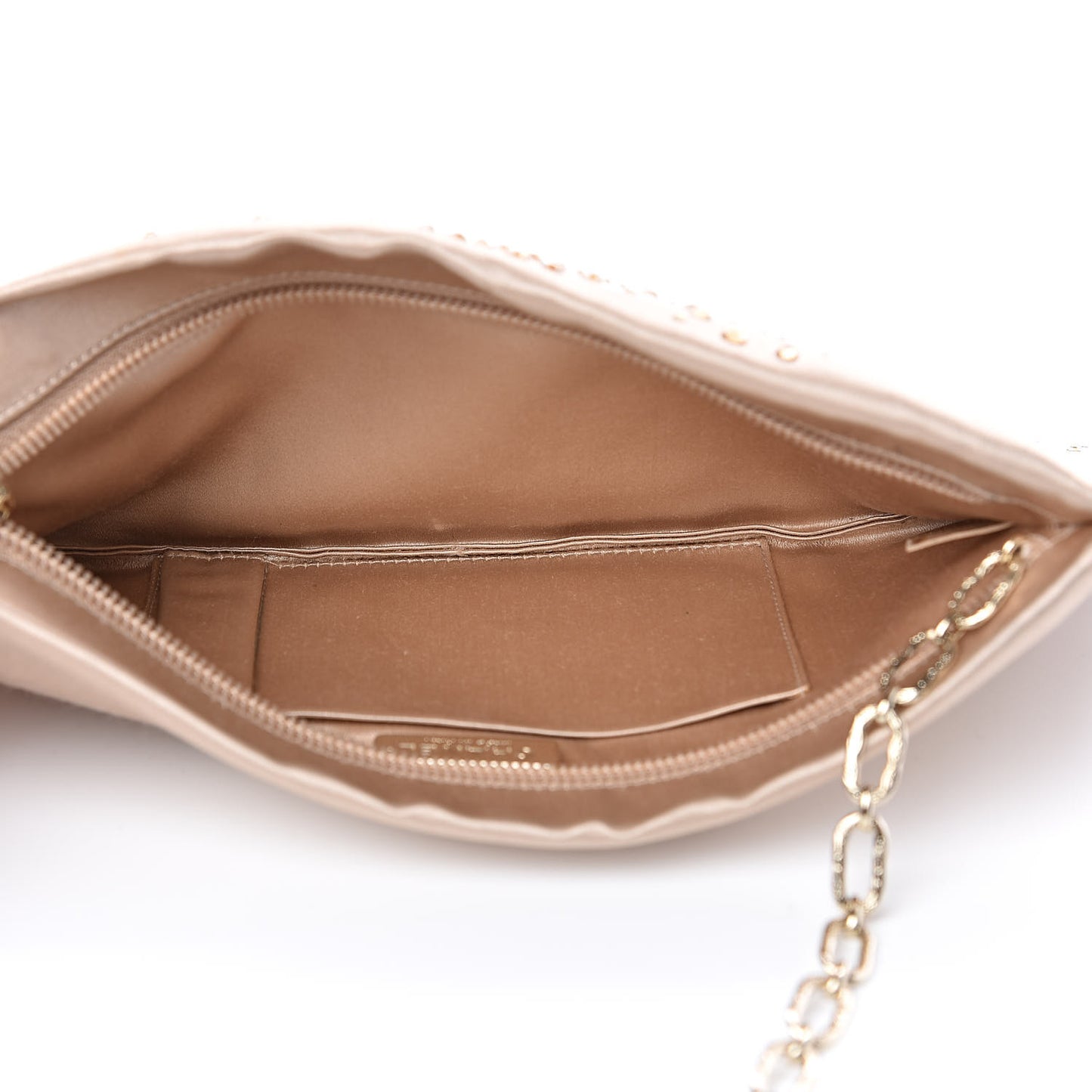 Satin Diamante Camellia Evening Clutch Bag Light Beige