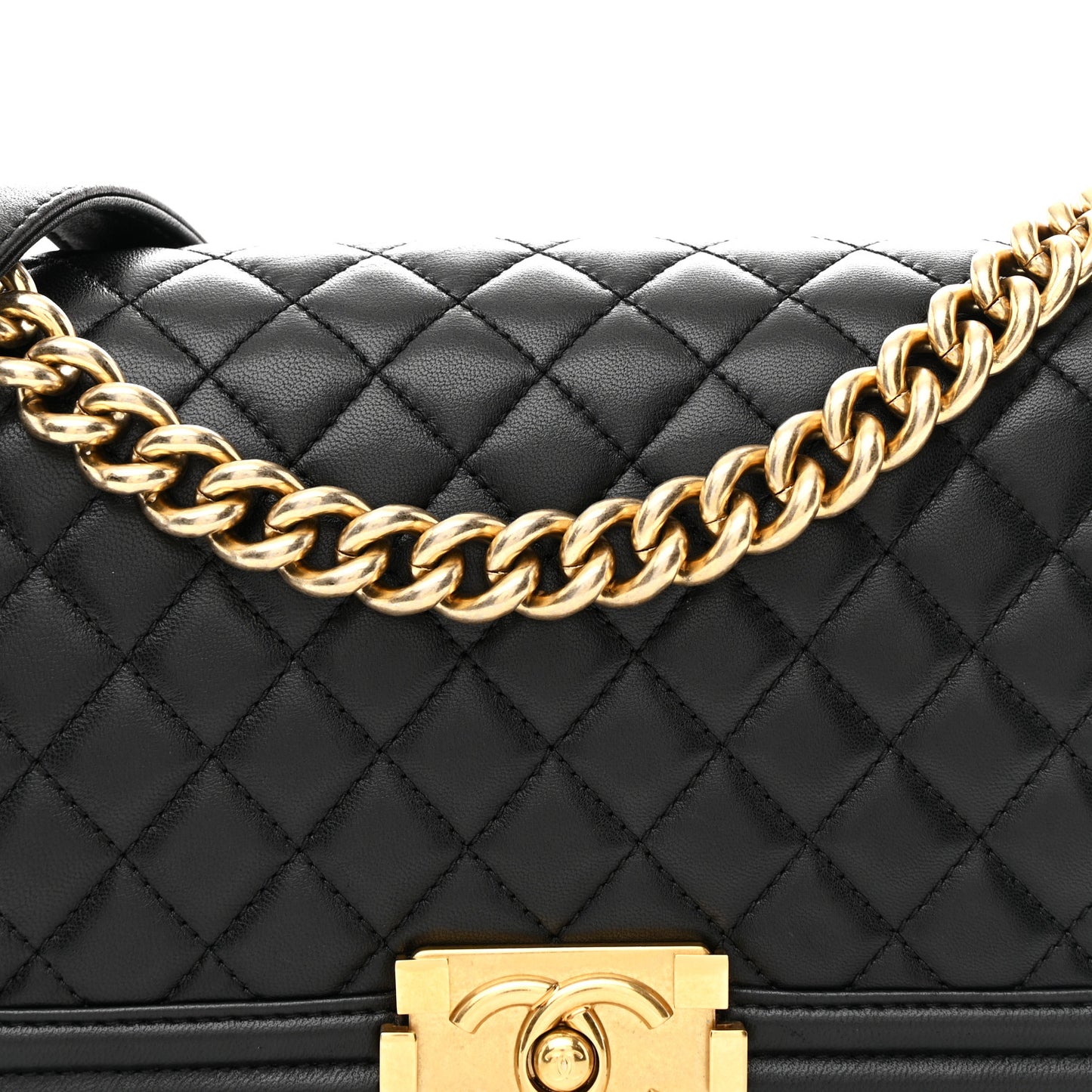 Lambskin Quilted Medium Boy Flap Black