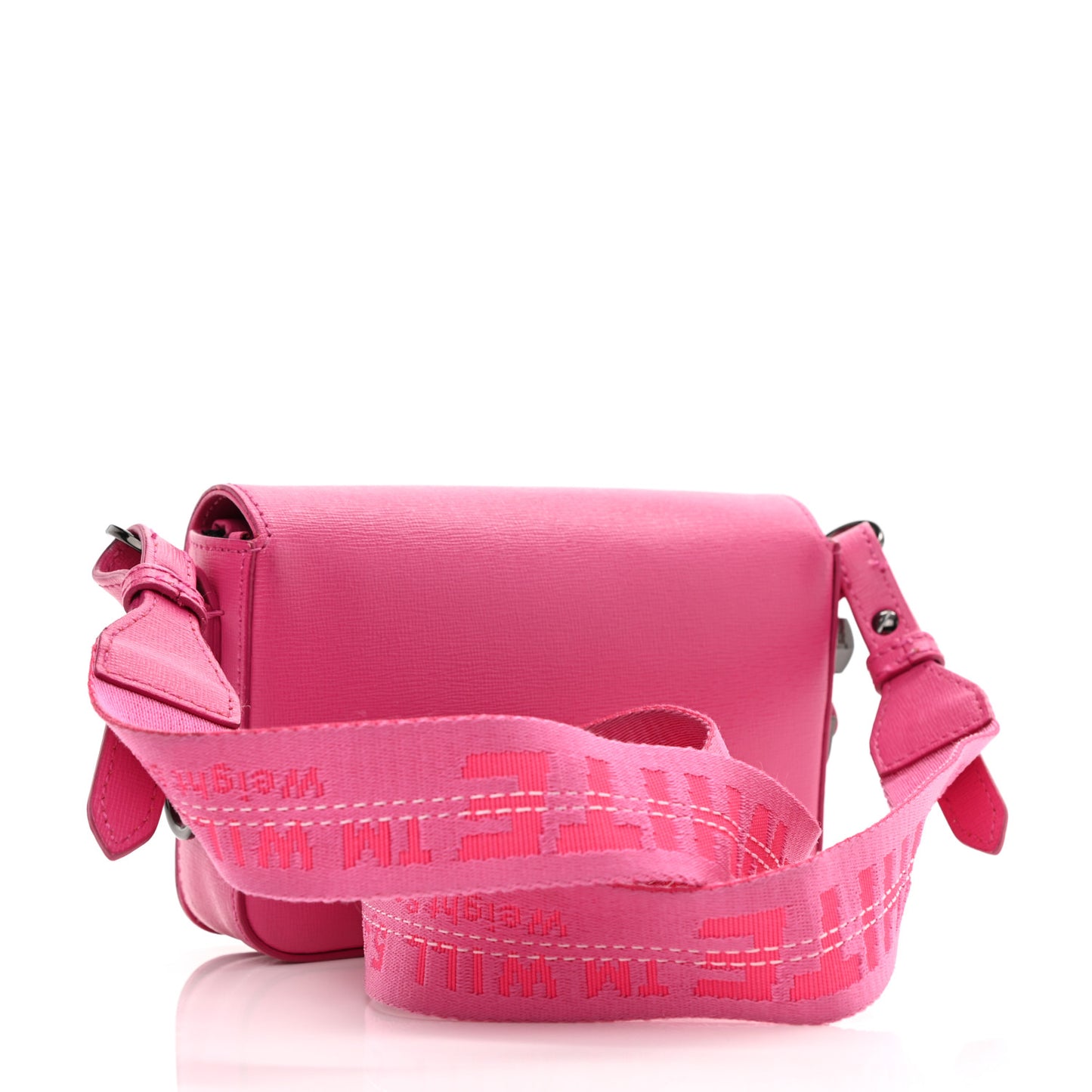 Saffiano Striped Mini Diag Binder Clip Bag Pink White