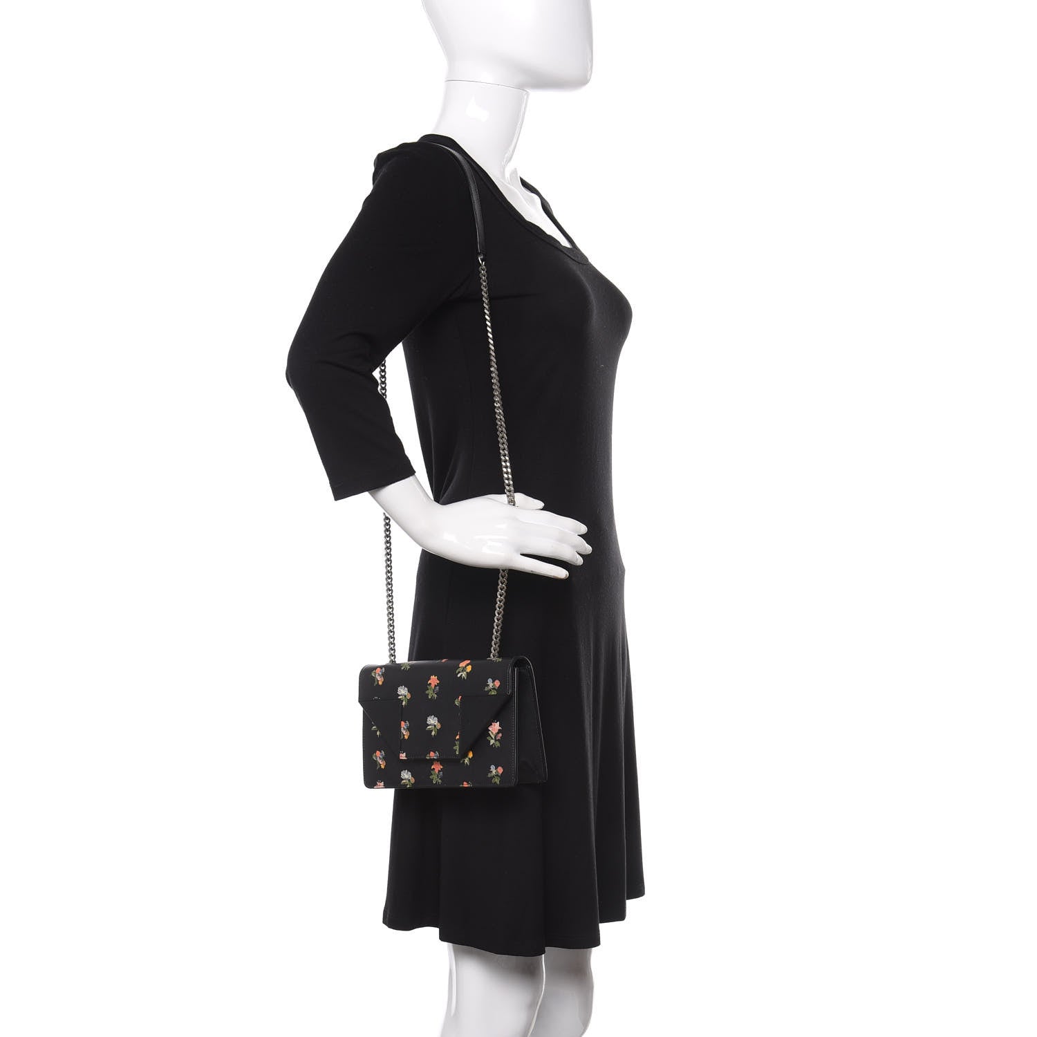 Saint Laurent Calfskin Prairie Flower Printed Mini Betty Black 2 of 12