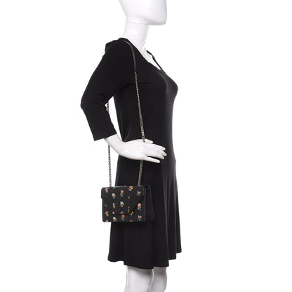 Saint Laurent Calfskin Prairie Flower Printed Mini Betty Black 2 of 12