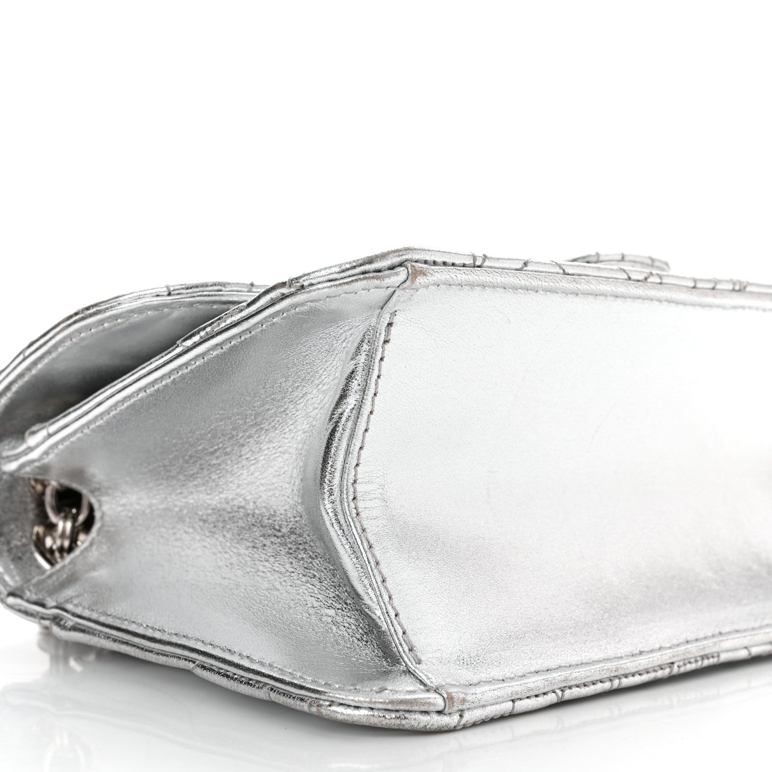 Salvatore Ferragamo Calfskin Quilted Gancini Flap Bag Silver 8 of 10