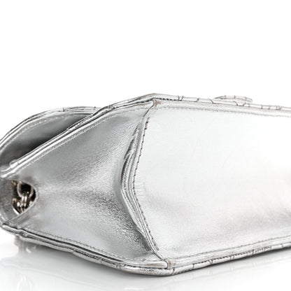 Salvatore Ferragamo Calfskin Quilted Gancini Flap Bag Silver 8 of 10