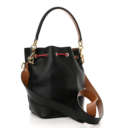 Fendi Vitello Grace F is Fendi Stamp Patch Perforated Small Mon Tresor Bucket Bag Black 3 of 9