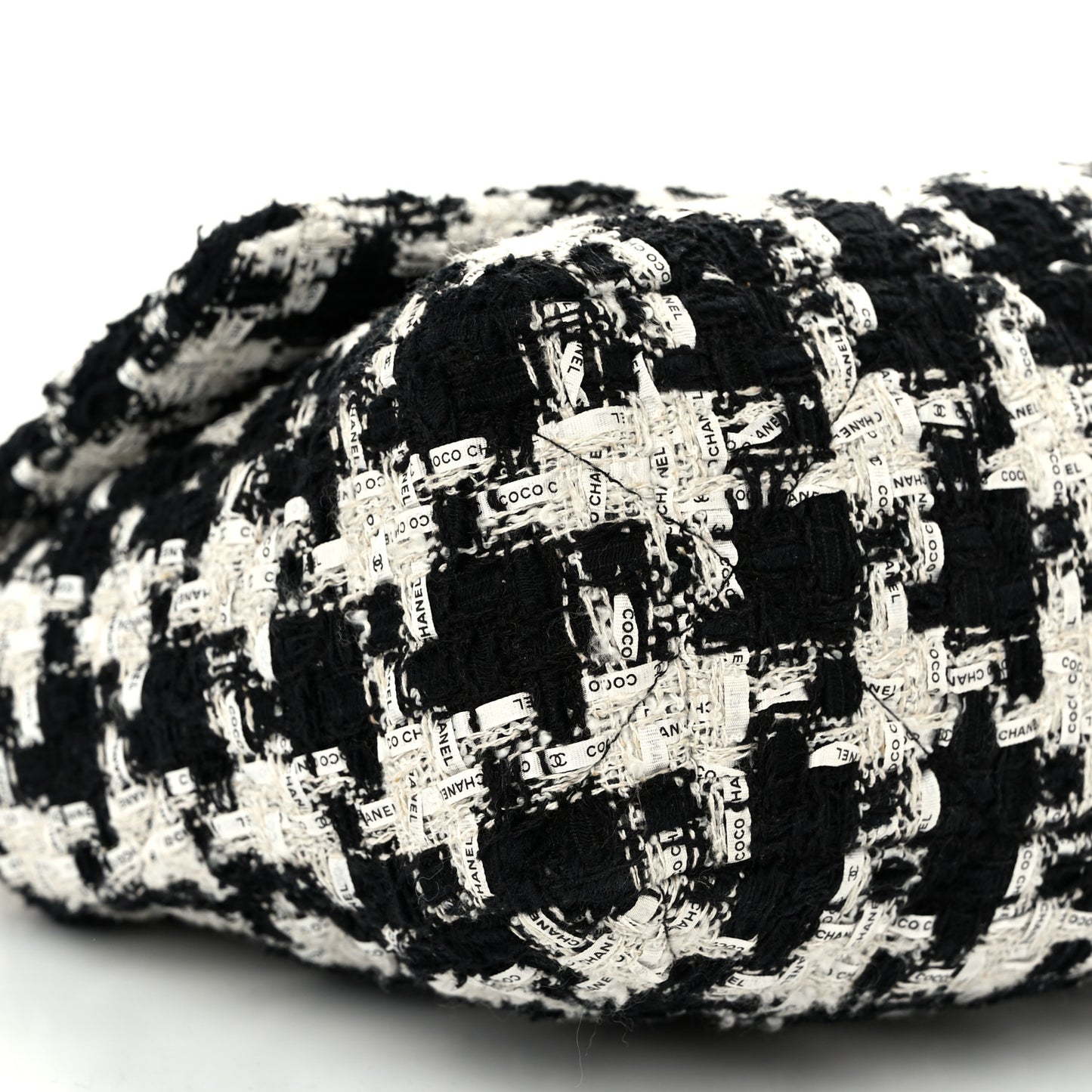 Tweed Quilted Large Chanel 19 Flap Black Ecru White