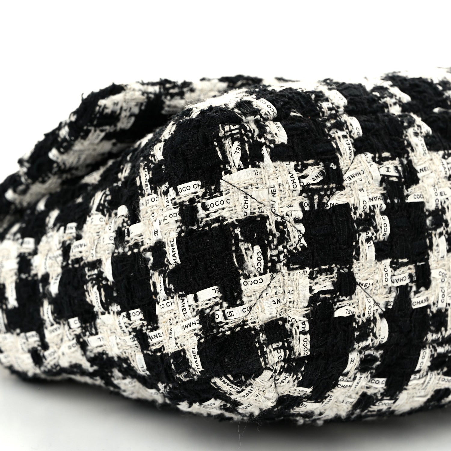 Chanel Tweed Quilted Large Chanel 19 Flap Black Ecru White 9 of 10