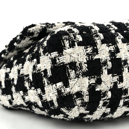Chanel Tweed Quilted Large Chanel 19 Flap Black Ecru White 9 of 10