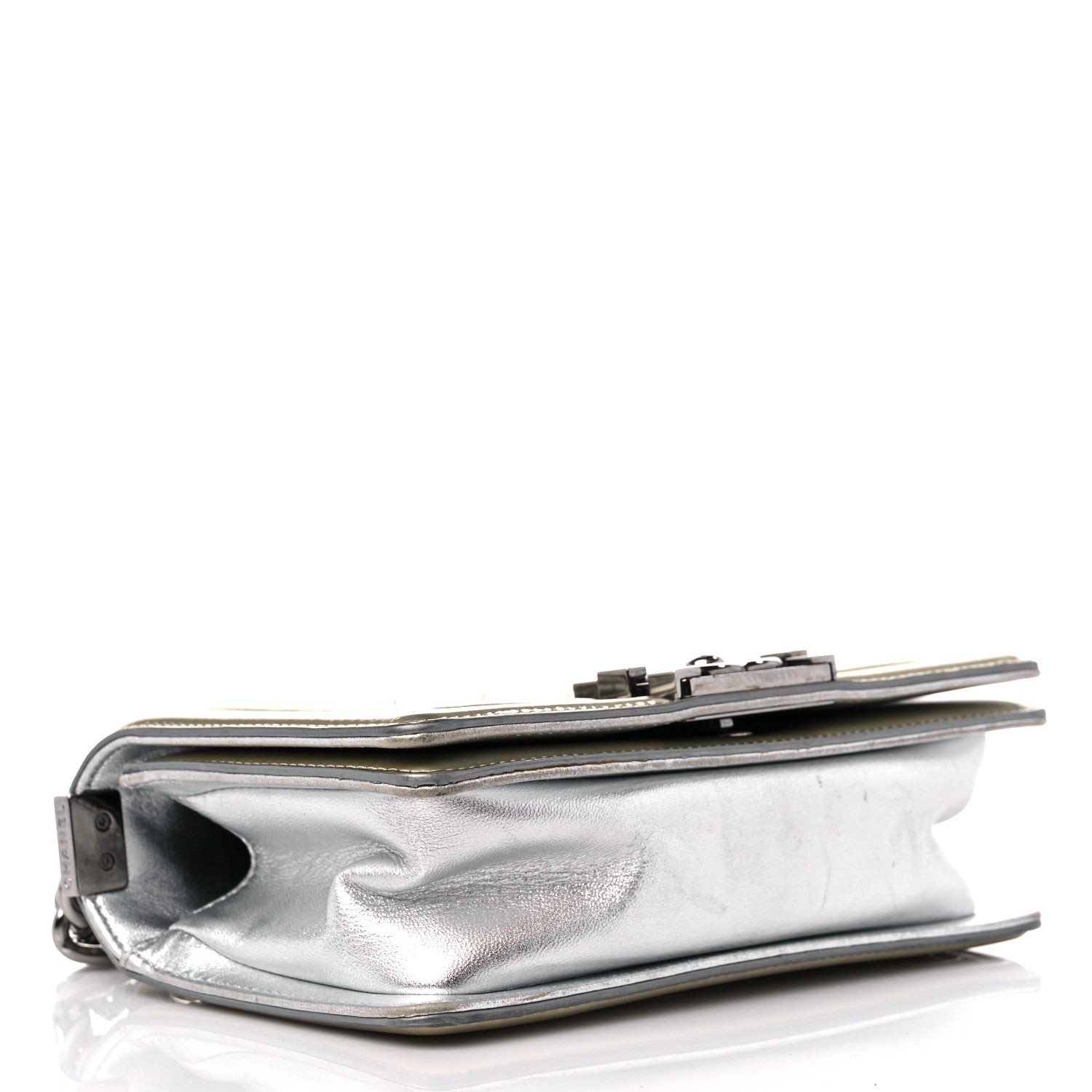 Chanel Metallic Patent Calfskin Quilted Small Boy Flap Silver 3 of 15