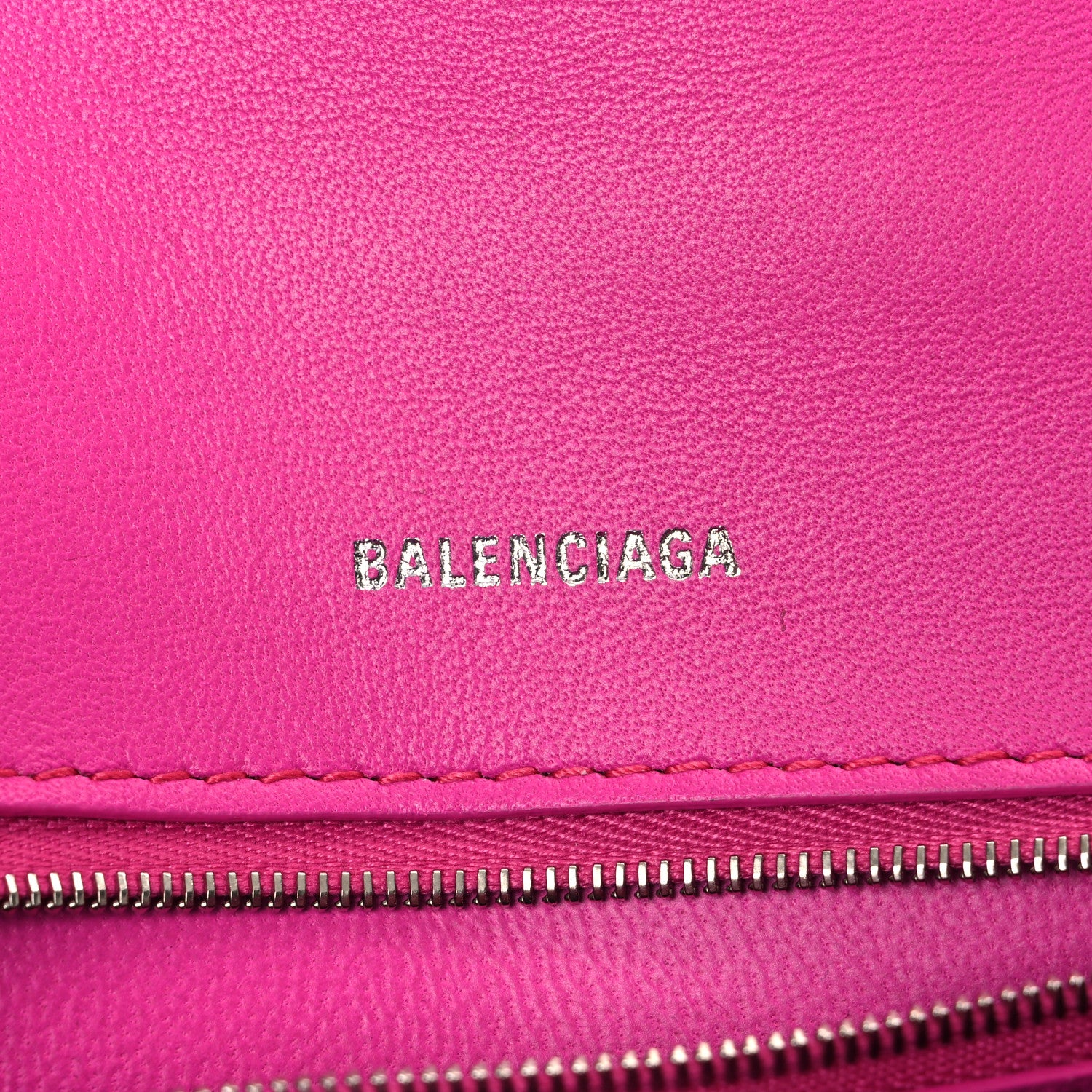 Balenciaga Shiny Calfskin Crocodile Embossed Small Hourglass Top Handle Bag Fuchsia 6 of 12