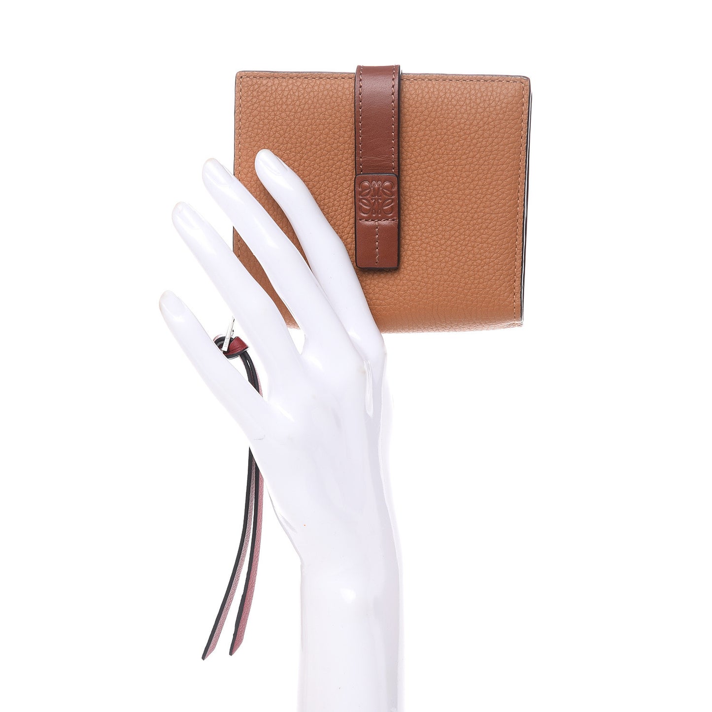 Grained Calfskin Compact Zip Wallet Light Caramel Pecan