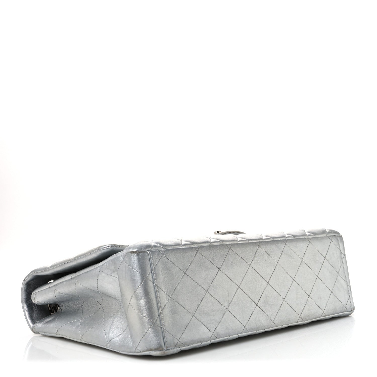 Chanel Metallic Lambskin Quilted Jumbo Single Flap Silver 3 of 11