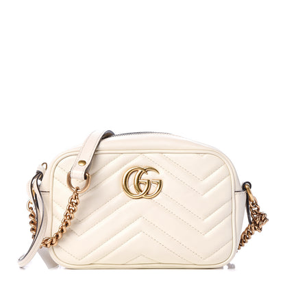 Gucci Calfskin Matelasse Mini GG Marmont Chain Shoulder Bag White 1 of 11