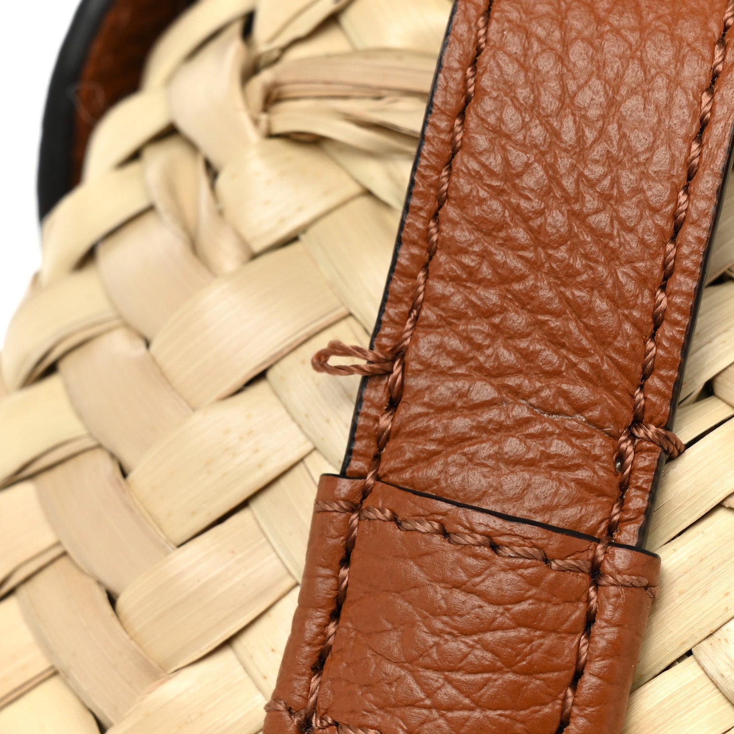 Chloe Raffia Small Grain Calfskin Small Marcie Basket Crossbody Tan 9 of 9